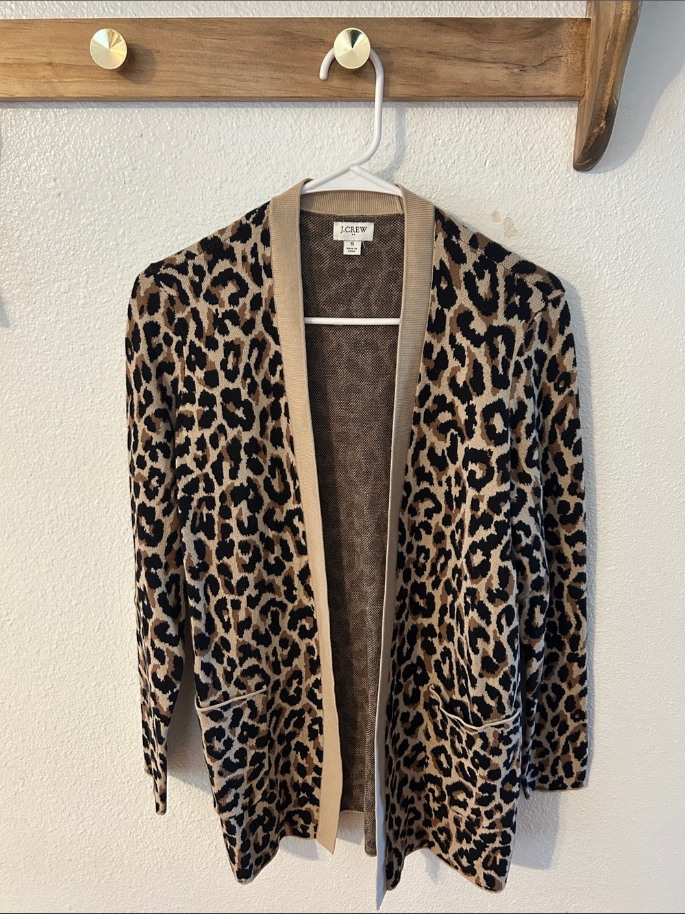 J. Crew Leopard Print Open Cardigan in Tan and Black